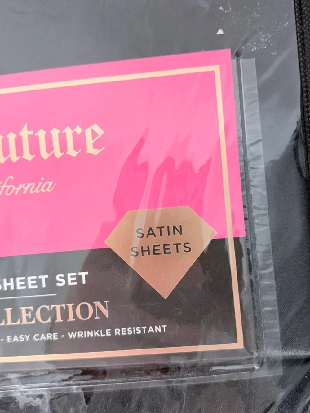 Juicy Couture Queen Satin Sheet Set The Rose Collection Black 4 Piece sheet Set